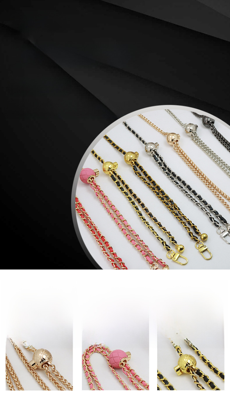 Chanel style bag shoulder strap messenger bag with high sense women's bag chain universal mobile phone chain adjustable gold bead bag chain