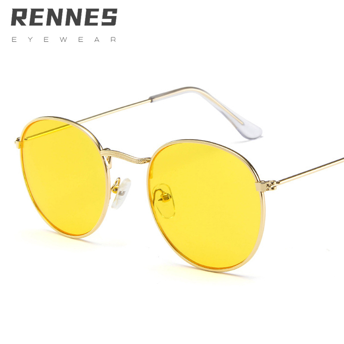 Harajuku estilo retro clásico marco redondo gafas de sol de metal borde fino gafas de sol de las mujeres rojo neto gafas de sol 3447