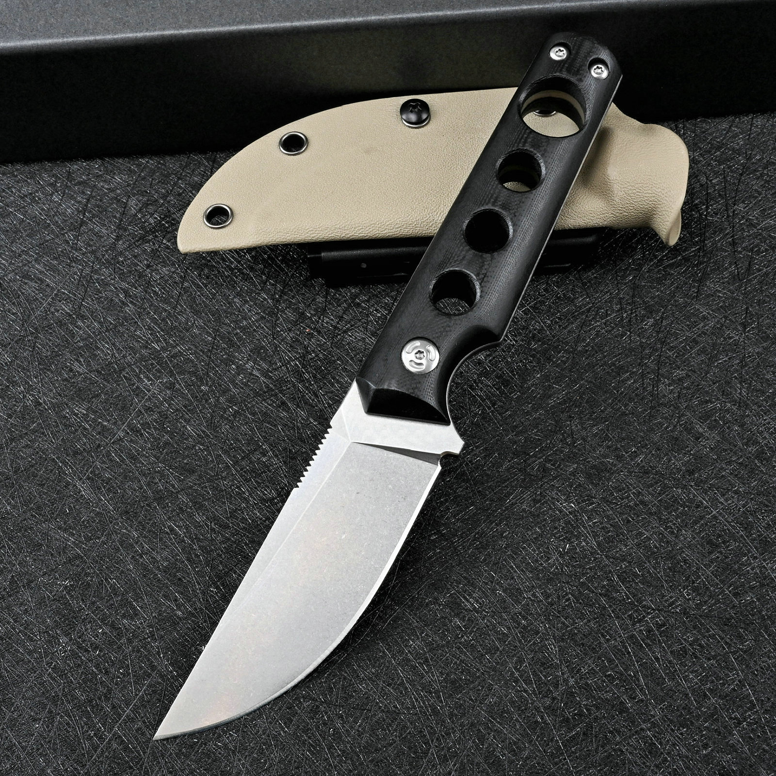 화이트 스톤 워시 블랙 G10 핸들