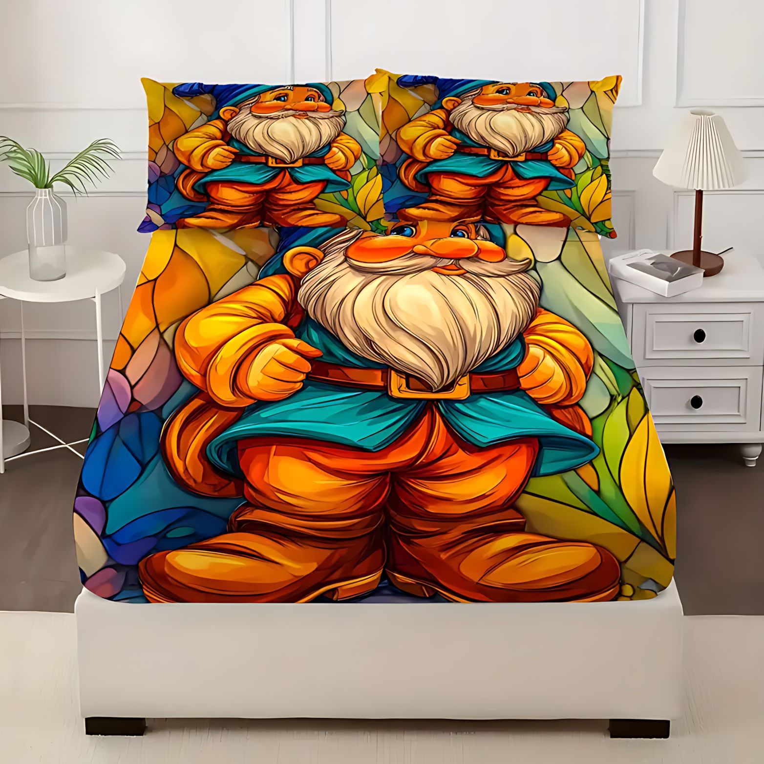 Temas de dibujos animados TEMU / JIT enanos patrón de impresión digital HD cama de cama de cama de cama