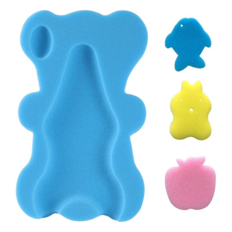 Baby tub bath non-slip mat rub ash net bag bath bed mat baby newborn thick sponge pad spot
