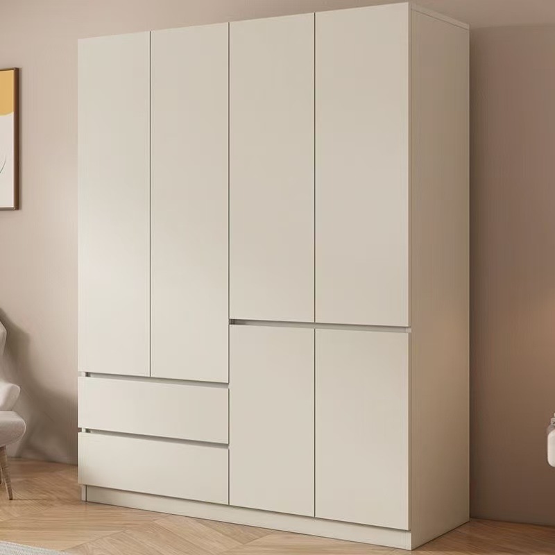 Jmo Solid Wood Wardrobe Home Bedroom Fully Hanging Installation-Free Simple Double Door Cabinet Set Accessible Luxury Storage Cabinet
