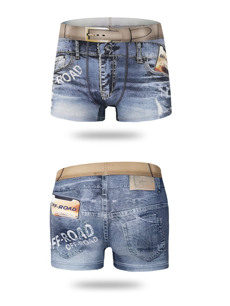 Boxer uomo trendy stampa denim con dettaglio cintura_voghion.com