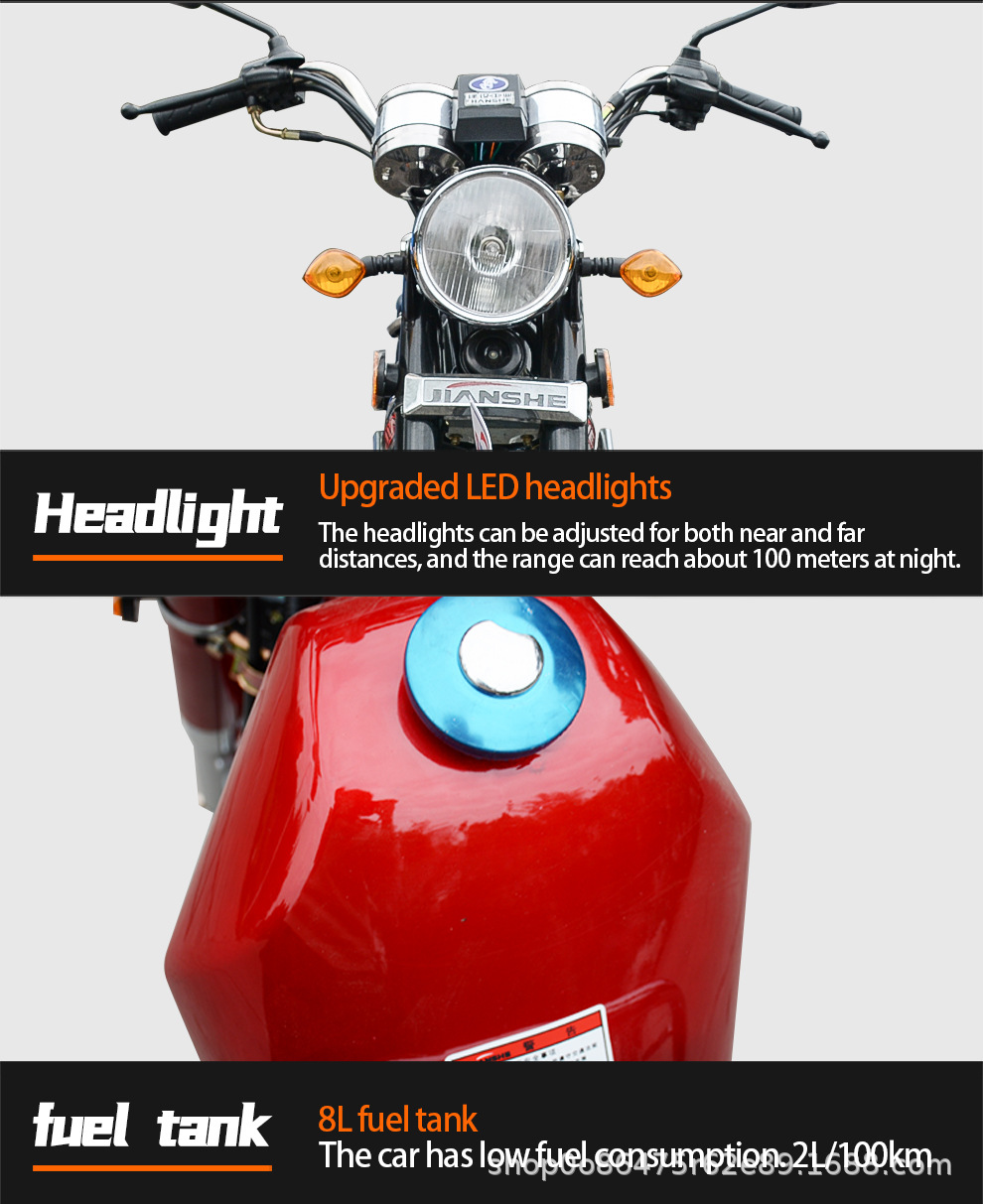 Brand New Jianshe Curved Beam Motorcycle 110Cc, Two-Wheeled Lightweight Retro Two-Wheeled Motorcycle for Grocery Shopping and Work Clothing