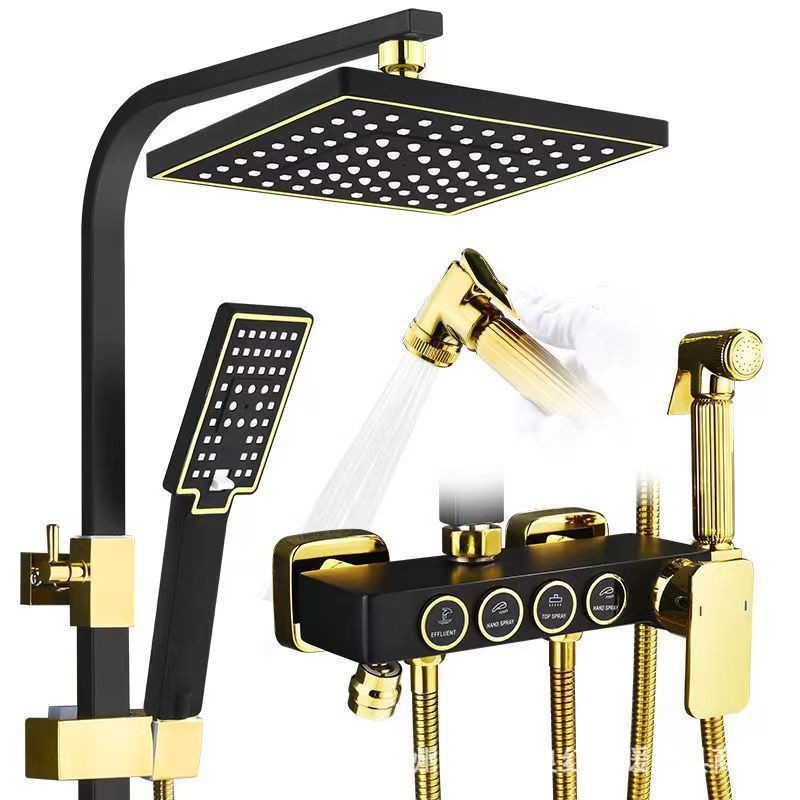 Cuerpo de bronce de ducha conjunto de boquilla presurizada baño doméstico ducha inodoro baño barra de ducha calentador de agua de lluvia baño transfronterizo