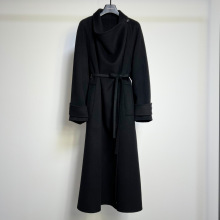 【CP】设计师女装专柜正品50羊绒50羊毛荡领斜肩气质长款羊绒大衣