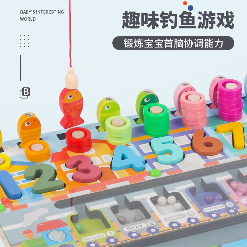 Educación temprana número emparejado laberinto de color tipo de bolígrafo para caminar tablero de logaritmo juguetes de bloques para niños pequeños