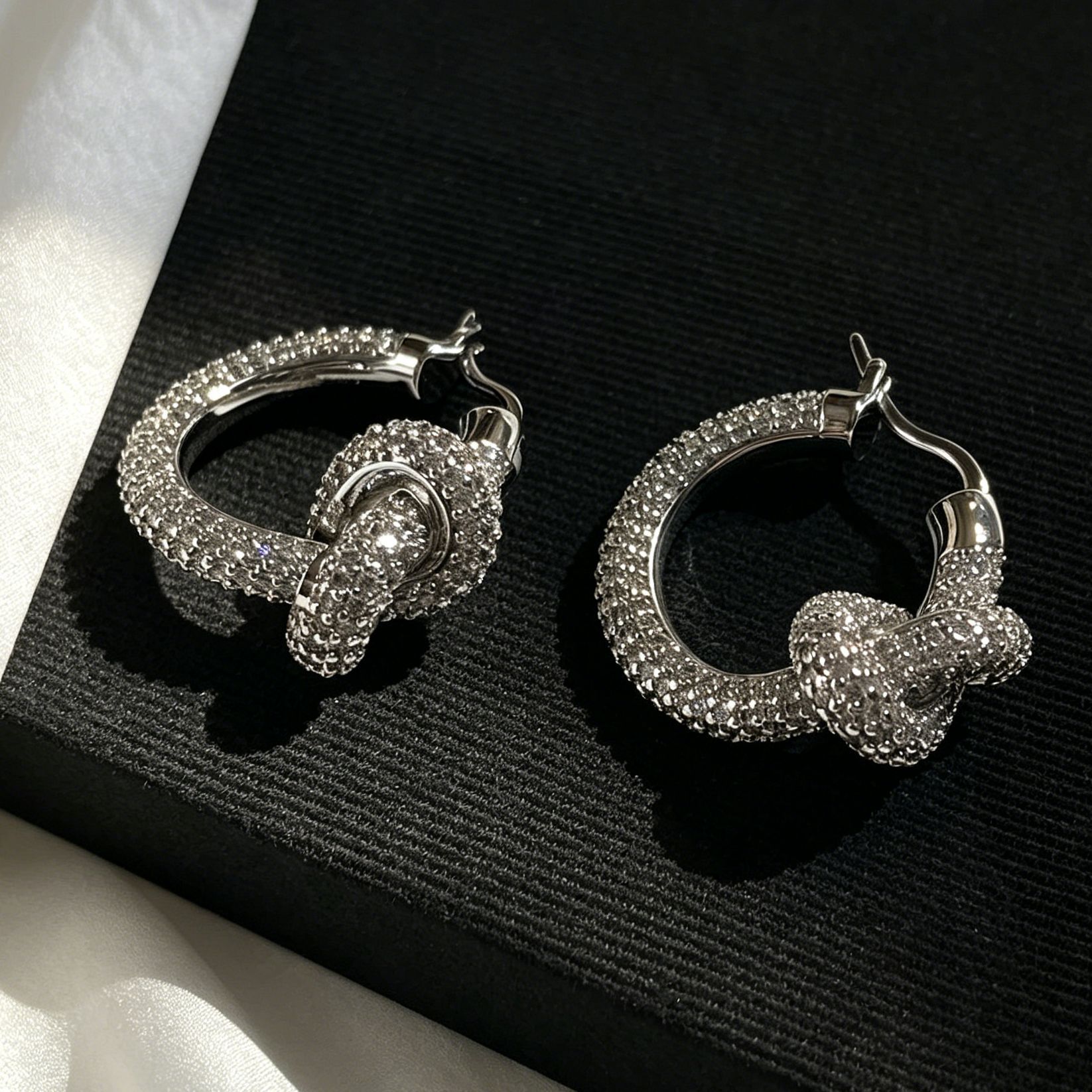 26 New Models of Arc De Triomphe Knotted Rope Knot Earrings with Diamonds, Round Zircon Ear Clips, Exquisite Light Luxury High-End Earrings Wholesale