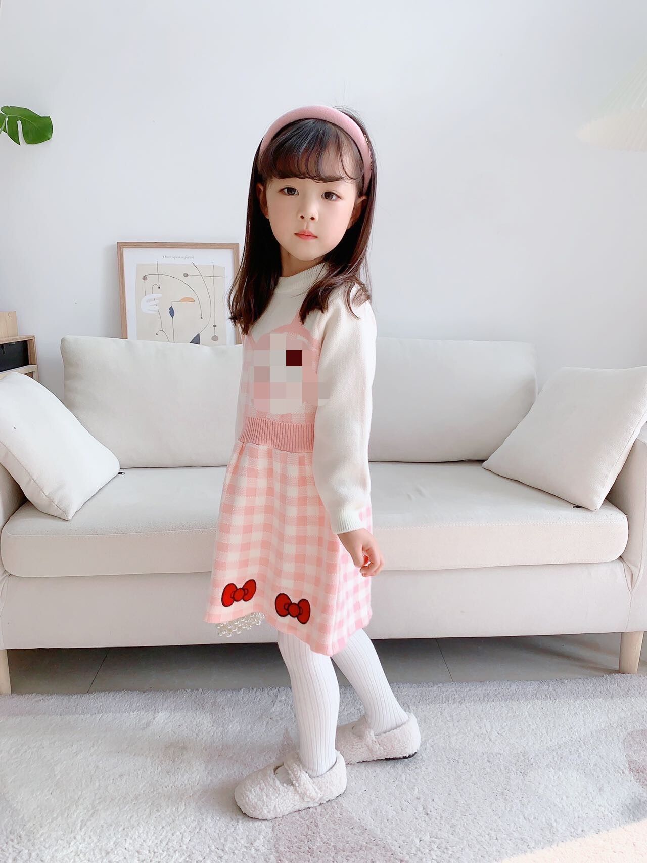 Ragazze Di Lana D 2023 Inverno Nuova Bambina Alla Moda Falso in Due Pezzi Del Fumetto Ricamato a Maniche Lunghe per Bambini_voghion.com