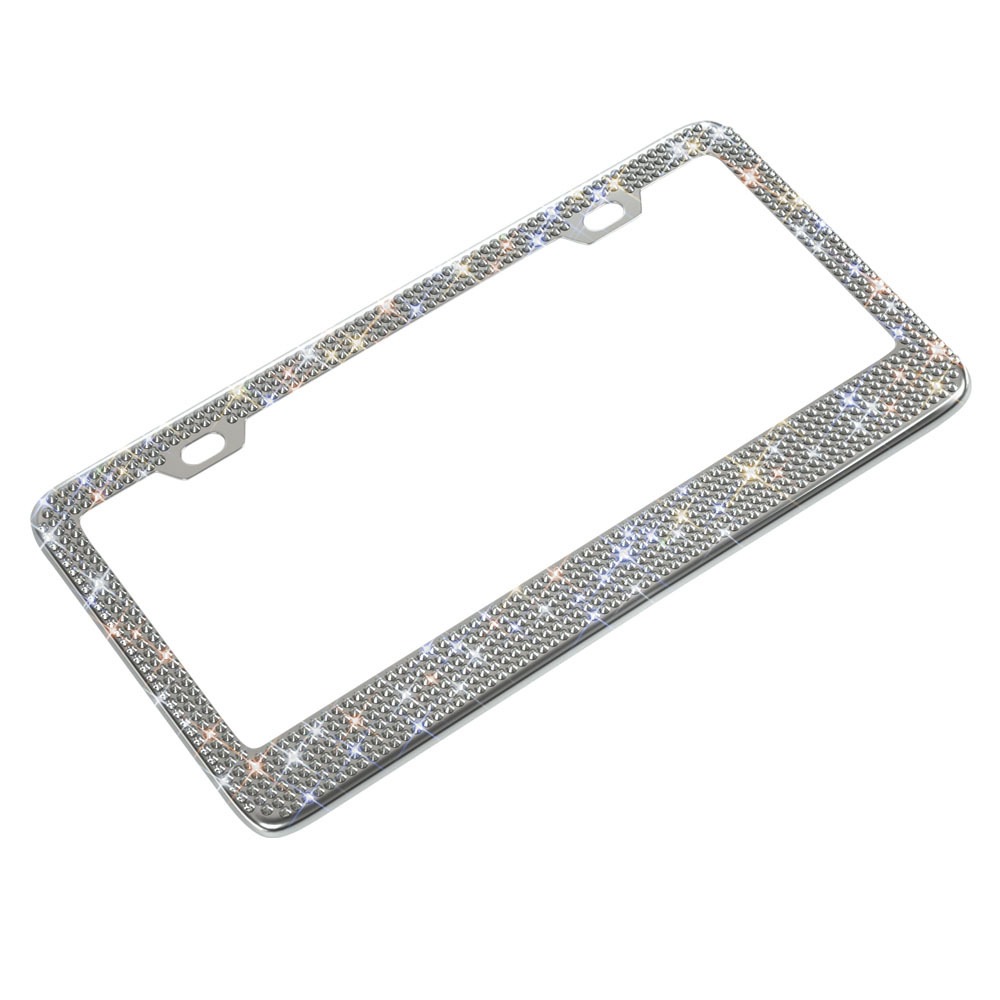 Rhinestone License Plate – Yà mǎ License plate holder/license plate holder - xc-w010-steel-rhinestone-white-diamond