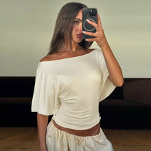 2026欧美夏季新款纯色性感辣妹前后收腰绑带设计感t恤短袖上衣