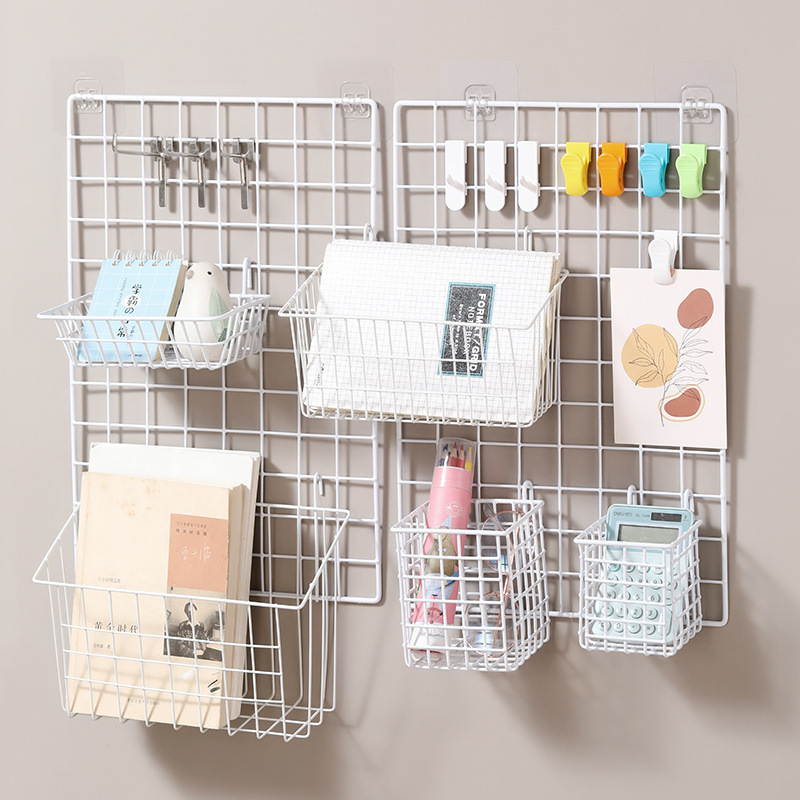 Iron mesh grid storage rack hanging basket tray photo wall accessories supermarket storage iron storage rack decoration household