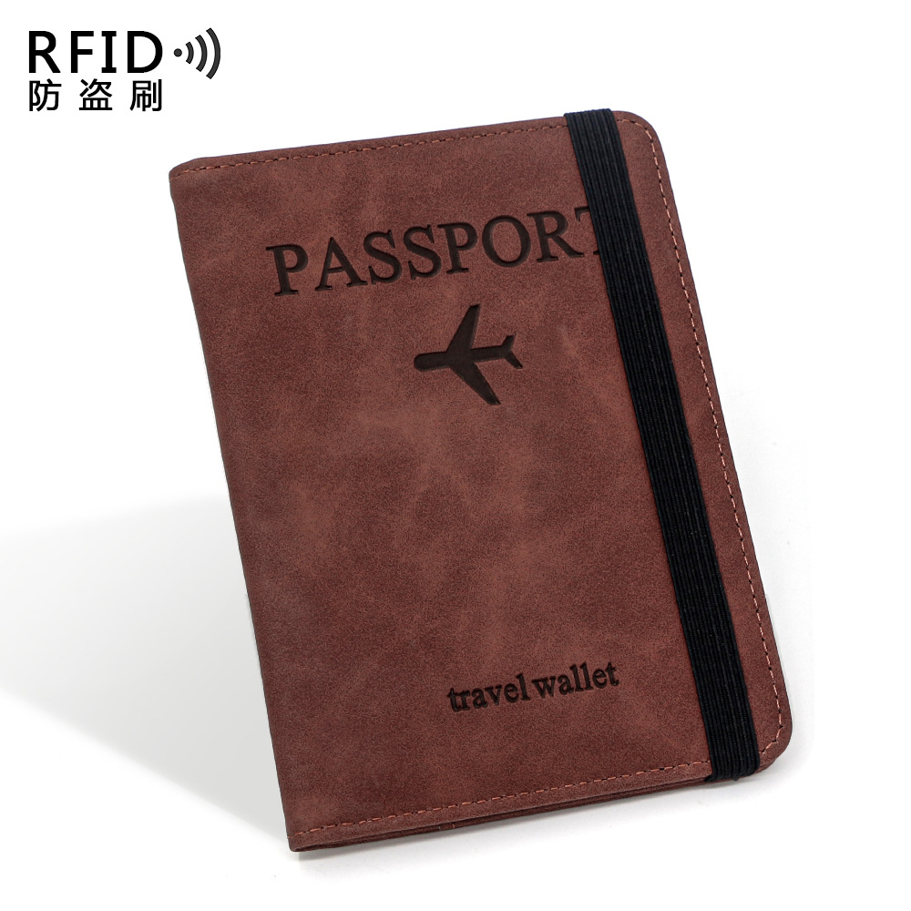 Venta en stock PU correa de cuero bolsas de pasaporte RFID bolsas de pasaporte bolsas de tarjetas de viaje bolsas de boletos de avión bolsas de tarjetas SIM