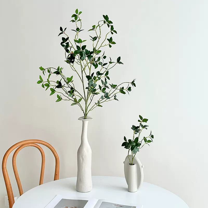长枝中式榕树叶仿真绿植家居客厅禅意摆件米兰叶拍摄背景绿植批发
