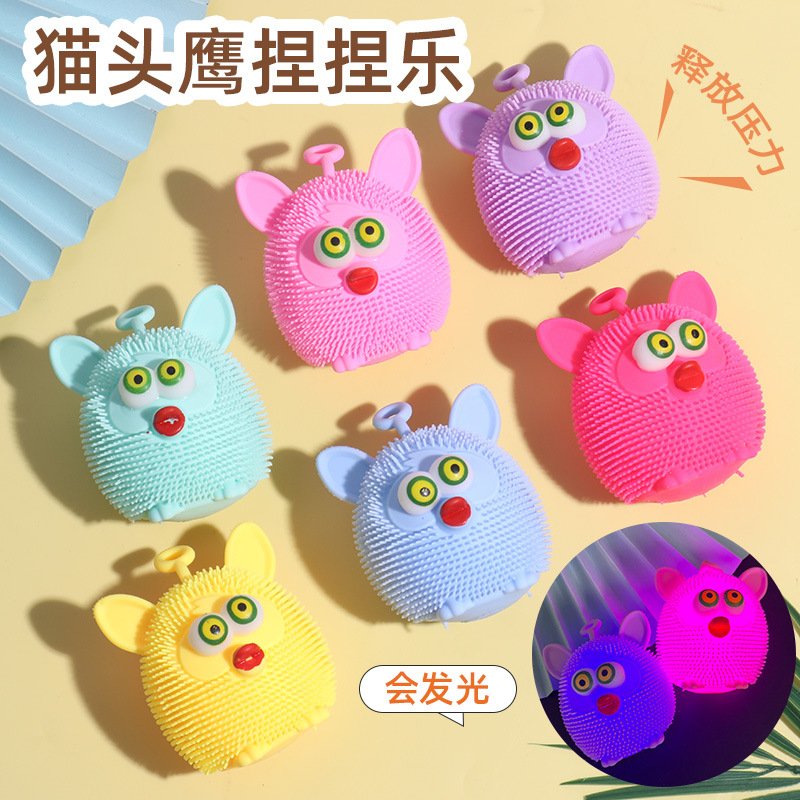 Juguetes luminosos de dibujos animados para niños, búho de salida, pellizcar, pellizcar, pellizcar, pellizcar, pellizcar, descomprimir, desahogarse, juguetes al por mayor