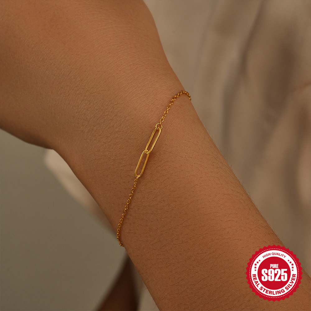 El nuevo s925 de plata de ley, elegante y simple, superficie de paisaje ins con clip, temperamento apilado, pulsera versátil