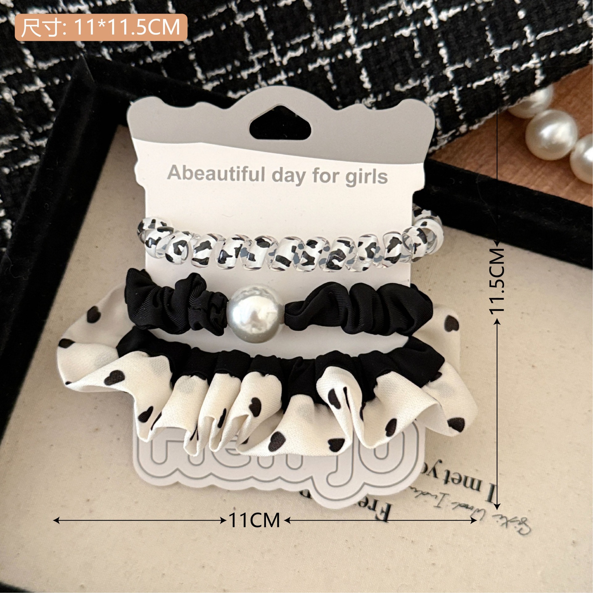 Primavera y verano dulce anillo de cabello conjunto de cuerda de cabello pequeño dulces frescos adornos de cabello de color de la niñez de banda de goma universal toque