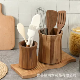 跨境现货木质餐具收纳盒家用厨房烹饪工具盒整理收纳盒厨具整理盒
