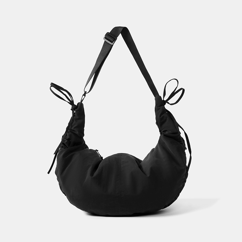 New Pleated Crescent Hobo Bag Drawstring Dumpling Bag For Women Large Capacity Stylish Shoulder Bag Commuter Crossbody Bag - Thumbnail 8