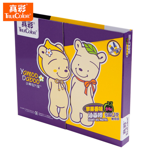 True Color 2346 Apple Oil Pastel Kindergarten Children Charming Rabbit Flip Cover Oil Pastel 36 Color Crayons