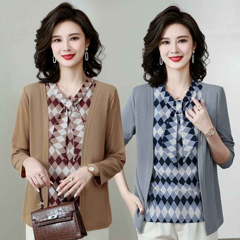 2025 Осенняя мода для мам: вязаный свитер, уменьшающий возраст, весенне-осенняя новинка для женщин среднего и старшего возраста, модные топы на осень