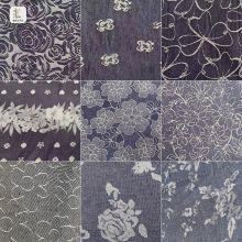 牛仔裤布料春秋牛仔提花中大布匹布料提花大花面料汉服布料提花薄