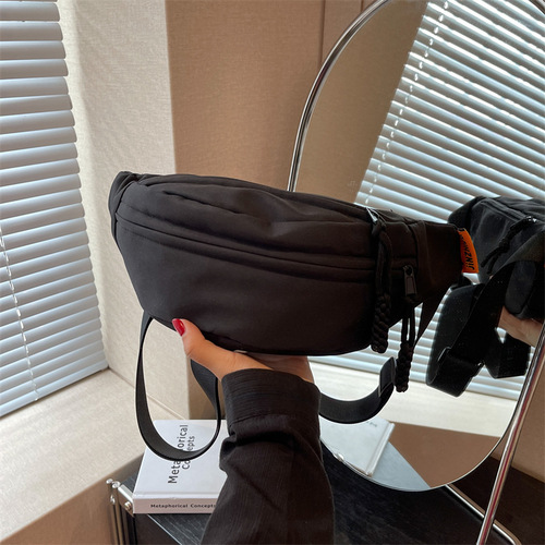 Super hot chest bag  summer new Korean style fashionable zipper women's waist bag wide shoulder strap small bag crossbody bag