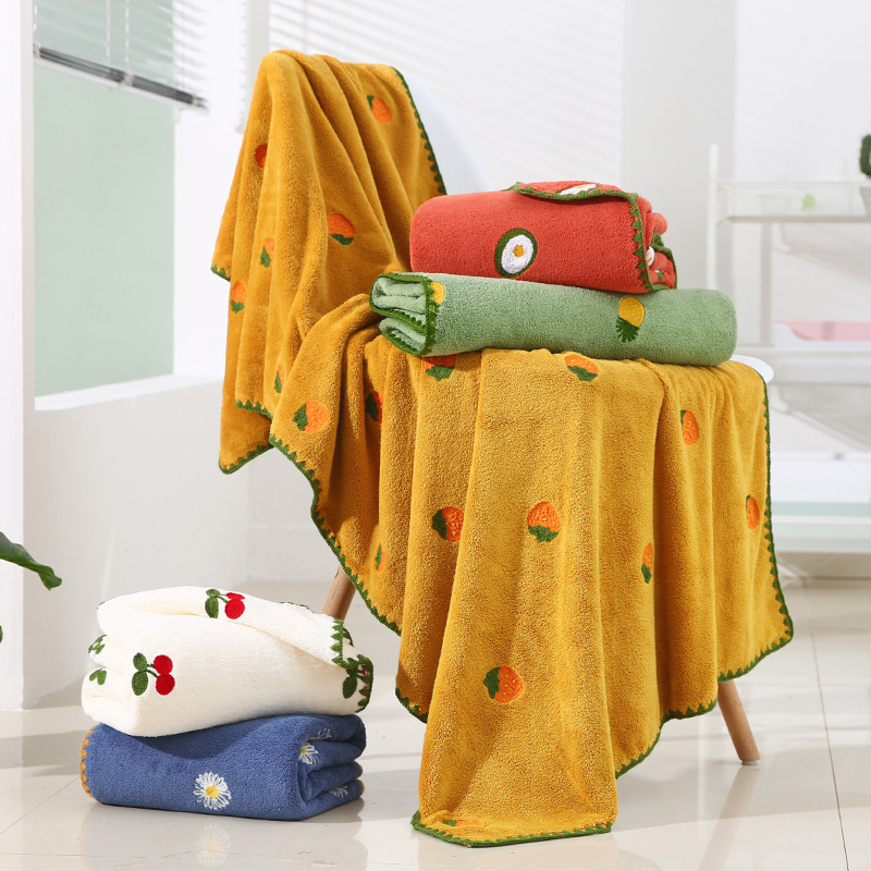 Wholesale Coral Fleece Absorbent Towel Bath Towel Home Daily Couple Adult Thickened Two-Piece Cute Embroidered Set Towel Wholesale Coral Fleece Absorbent Towel Bath Towel Home Daily Couple Adult Thickened Two-Piece Cute Embroidered Set Towel