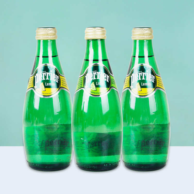 Perrier巴黎水矿泉水青柠柠檬味气泡水小绿瓶330ml*24瓶整箱