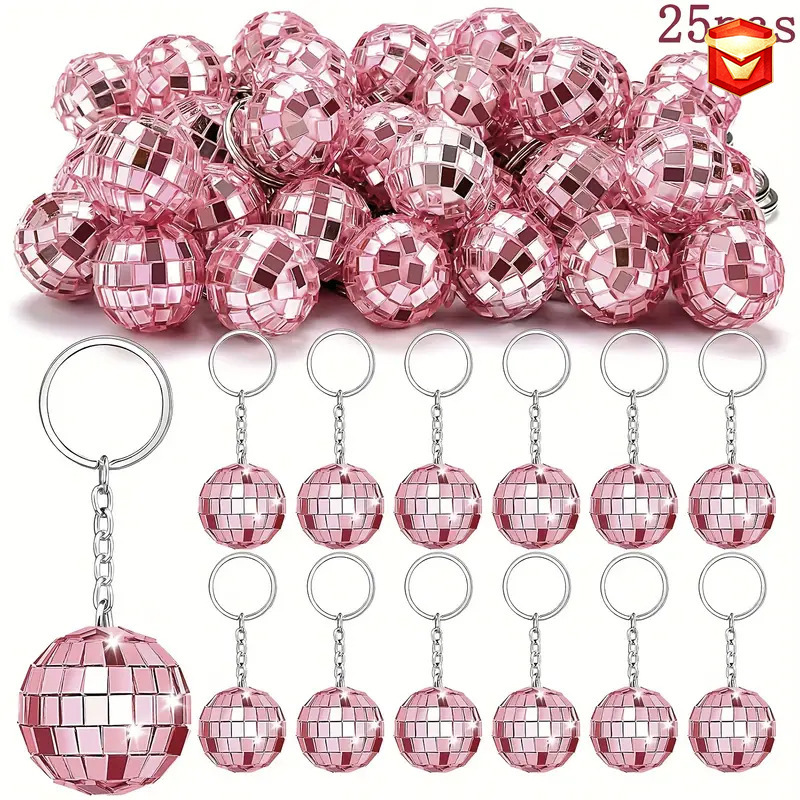 Cross-Border Mirror Pink Ball Pendant Disco Disco Reflective Ball Keychain Christmas Valentine's Day Gift Set