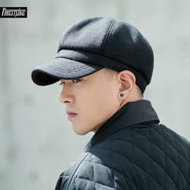 秋冬季帽子男潮牌贝雷帽韩版百搭男士八角帽英伦复古报童帽画家帽
