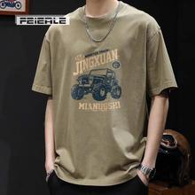 尚品工装重磅精梳纯棉短袖t恤男百搭韩版宽松潮流纯色圆领打底短