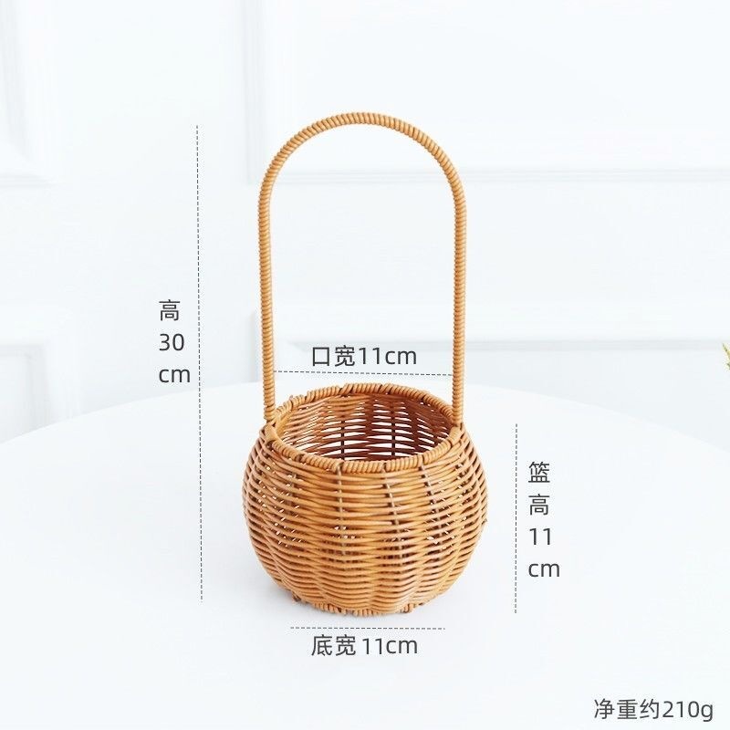 모조 등나무 바구니 - 작은 둥근 공 휴대용 [안감 없음]