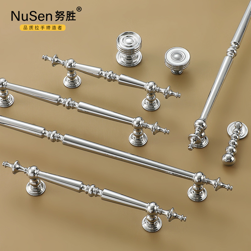 博雅五金法式輕奢純銅衣櫃拉手亮銀黃銅歐美式抽屜單孔櫥櫃門把手