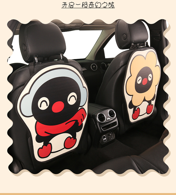 Penguin Cute Lady Cartoon Car Seat Back Anti-Kick Pad Universal Car Seat Anti-Stain Pad Anti-Dirt Pad for Back Seat