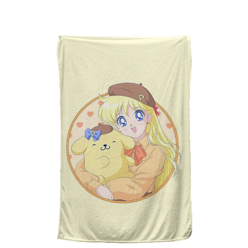 Фланелевая мультяшная стеганая подушка? Wait duvet is comforter. In English: Flannel cartoon duvet, Sailor Moon. So: Фланелевое мультяшное одеяло, Сейлор Мун.
