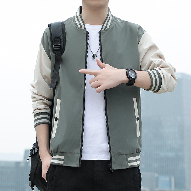 Chaqueta de Hombre Nueva de Primavera y Otoño 2025, Estilo Coreano, Chaqueta Casual Juvenil de Moda, Chaqueta de Béisbol con Cuello Alto, Ropa de Hombre