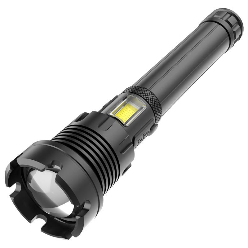 Linterna transfronteriza P90 de luz fuerte, luz multifuncional de advertencia de emergencia de trabajo, zoom telescópico exterior, linterna de luz fuerte
