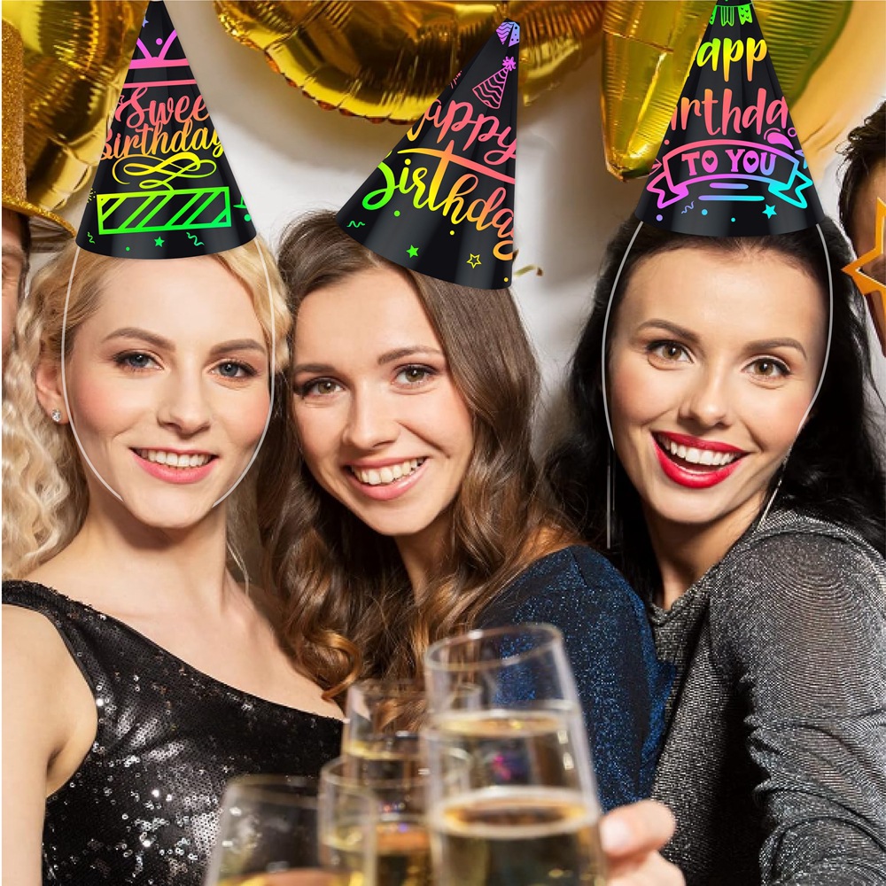 Nueva decoración de fiesta tarjeta de rascado sombrero de cumpleaños toque DIY dibujo de rascado decoración de cumpleaños creativo sombrero de cumpleaños