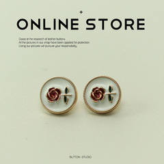 MOSN Red Rose White Oil Color Metal Button Shirt Top Children's Clothing Sweater Cuff Buttons Collar Buttons