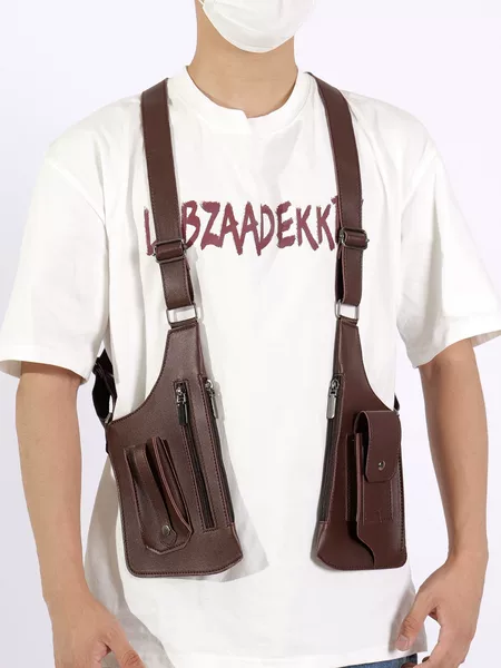 Amazon Men's Vintage Underarm Bag Multifunctional Shoulder Bag Women's Outdoor Phone Bag Strap Crossbody 1861 Brown
