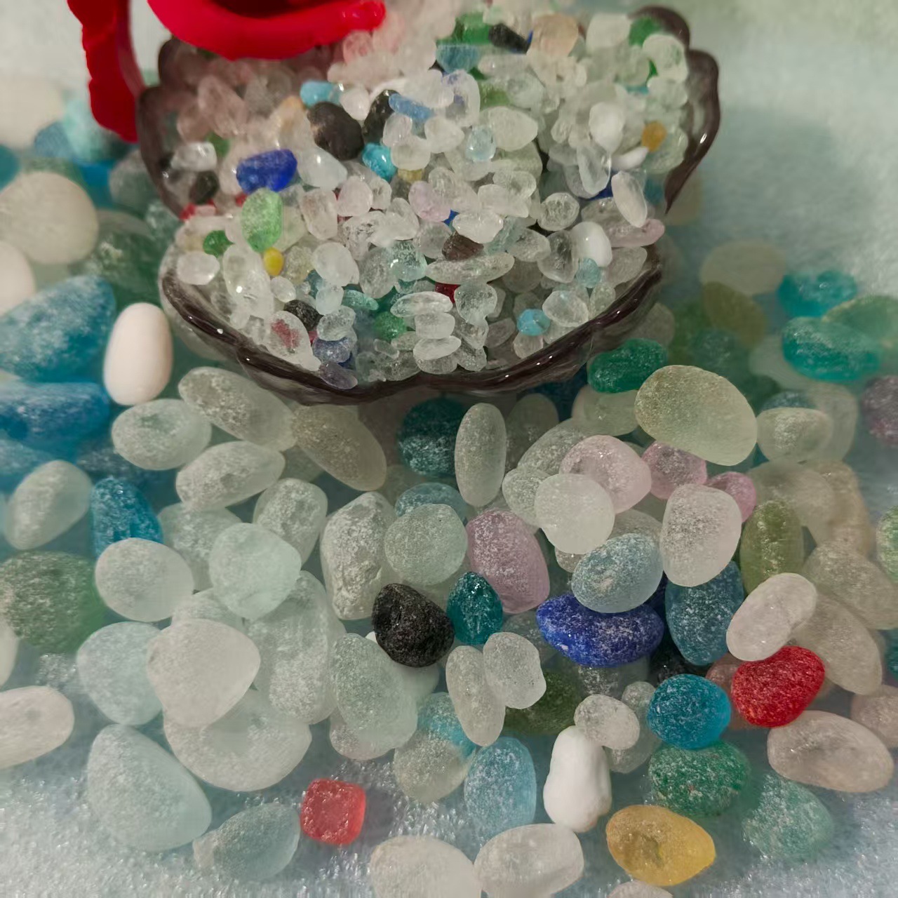 Mixed Color Glass Stone Candy Stone Aquarium Fish Tank Landscaping Decoration Asymmetrical Frosted Stone