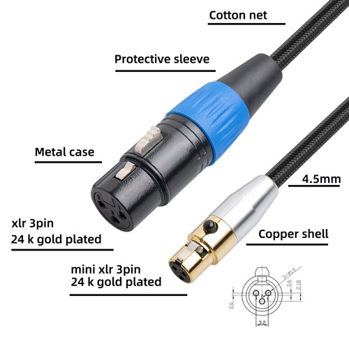Live Streaming Audio Interface Camera Microphone Canon Dual Shielding Adapter Mini Mini XLR Male to XLR Male