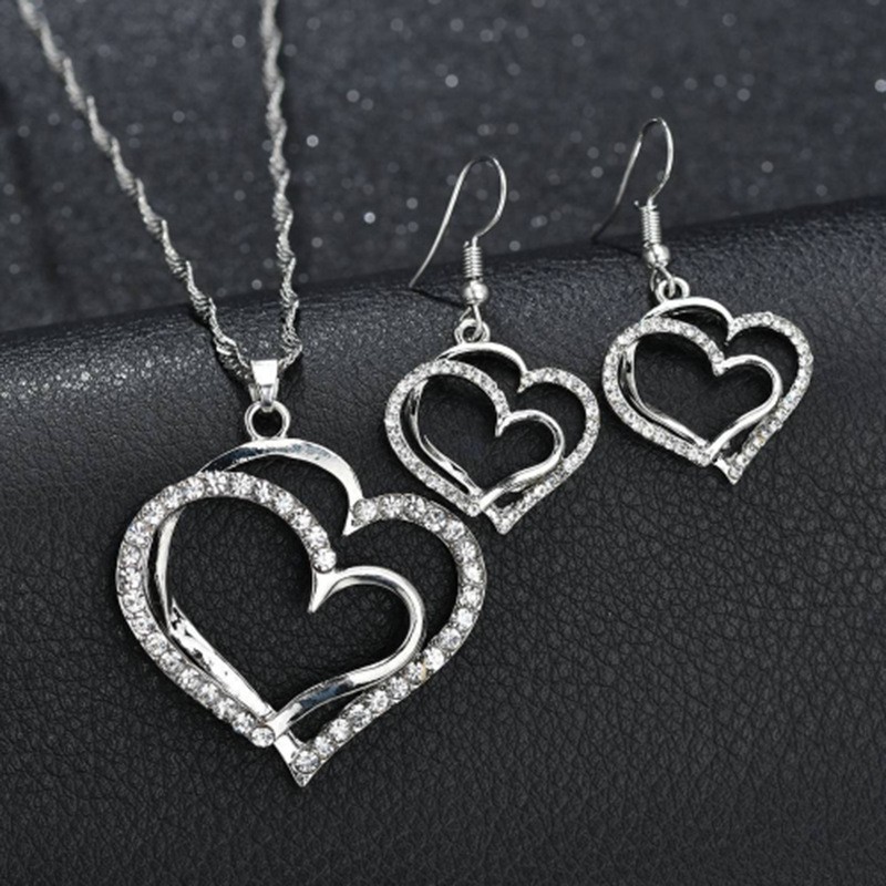 Glam Heart Shape Alloy Plating Rhinestones Women's Bracelets Earrings Necklace display picture 1