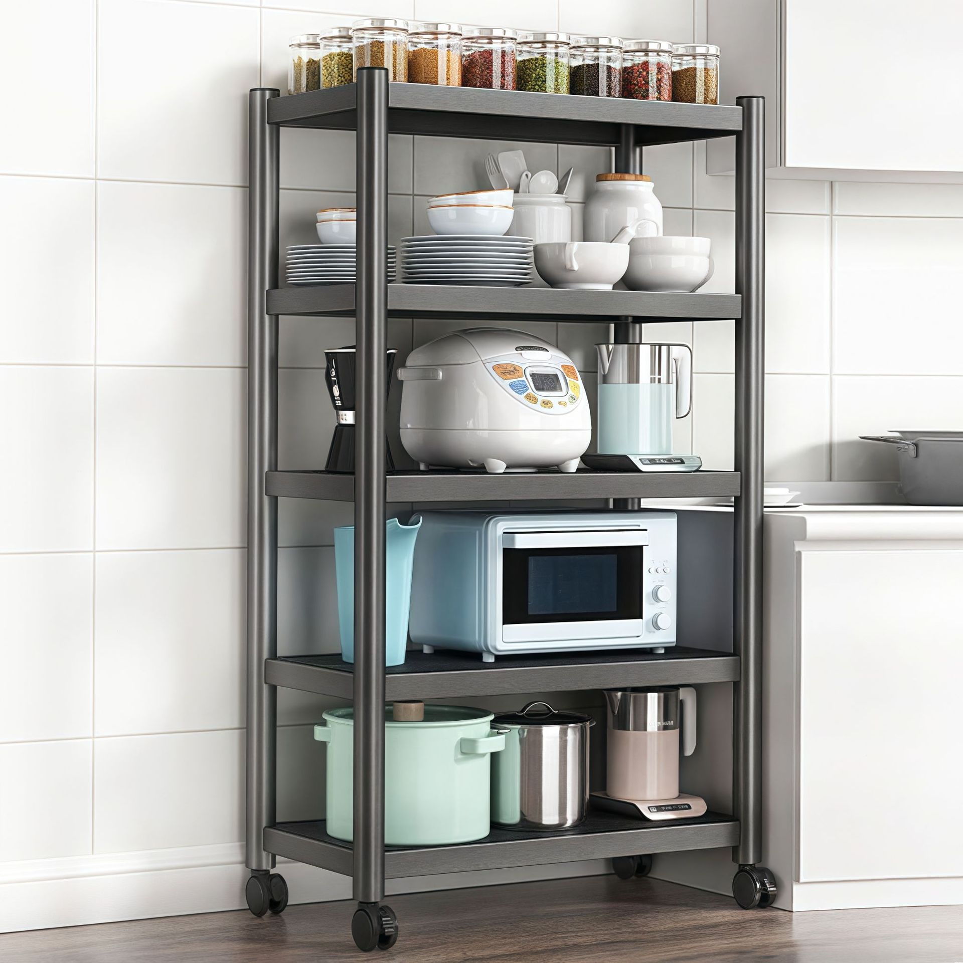 厨房置物架落地式多层微波炉烤箱收纳架家用储物架子厨房用品货架