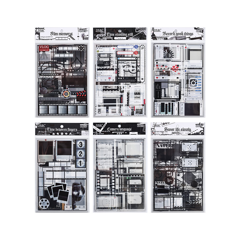 Especimen de tiempo transparente pegatinas impermeables paquete di tela de mano película pegatinas retro pegatinas de material de tarjeta pet-goo