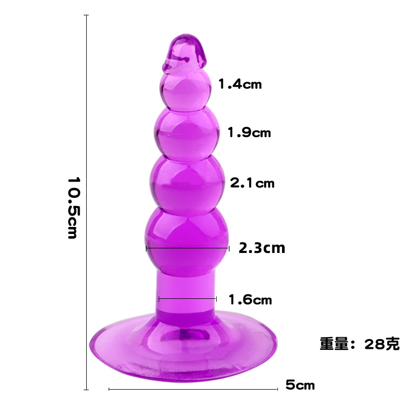 Crystal Anal Plug with Beaded TPE Shaft, Purple Wearable Design for Adults — detail image 2