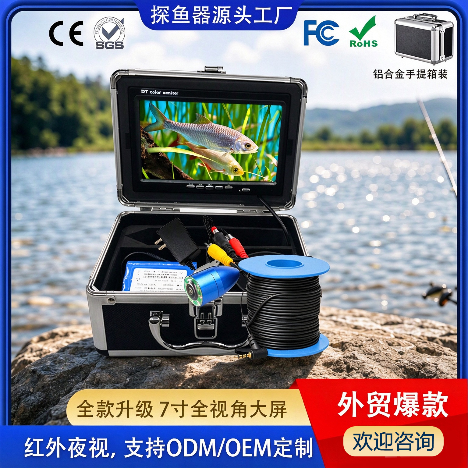 7 inch HD Visual Fish Detector Underwater Camera Fishing Night Vision Fish Detector Visual Anchor Fish Detector Ice Fishing