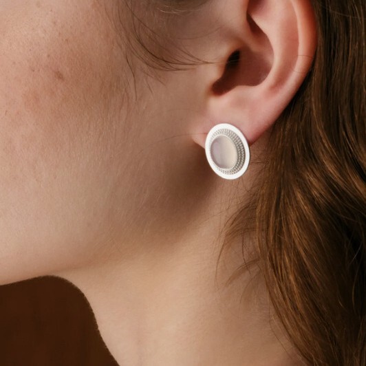 2025 New Summer Style Cold Mist White Agate Silver Needle Earrings · Silver Simple and Fashionable Earrings, Welcome to Inquire