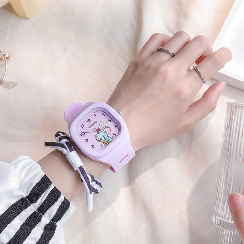 Korean Version Silicone Watch Trendy Night Light Sports Student Square Strap High Fashion Watch Wholesale